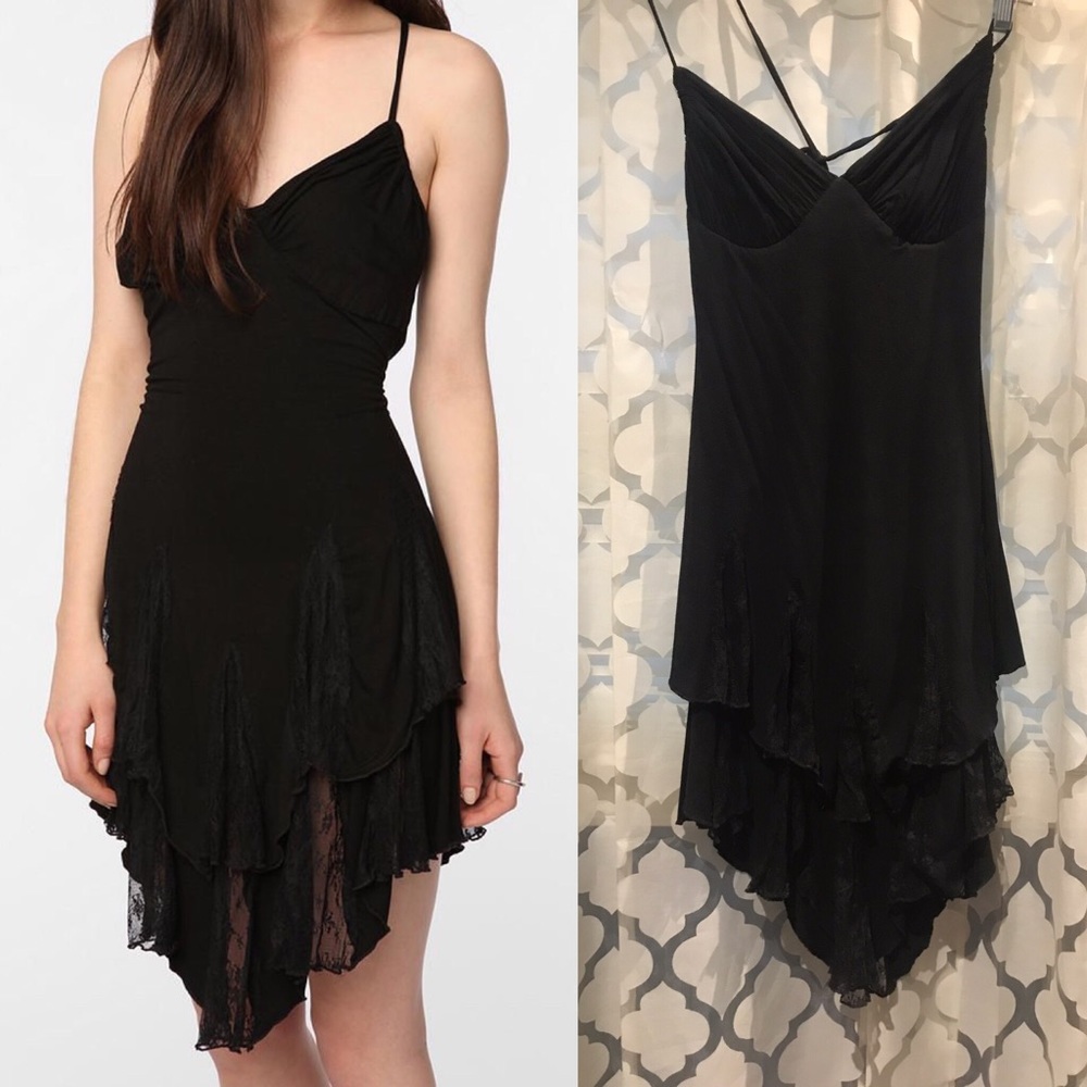 Betsey Johnson Black cocktail dress w/lace details